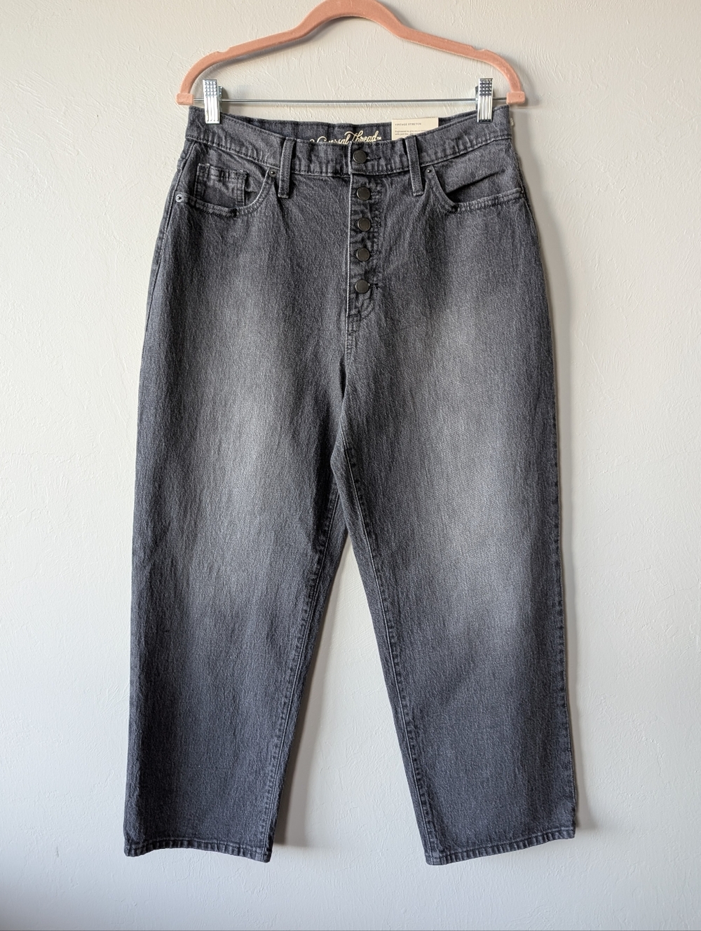 Universal Thread Vintage Style Straight High-Waist Button-Fly Gray Jeans 10/30R